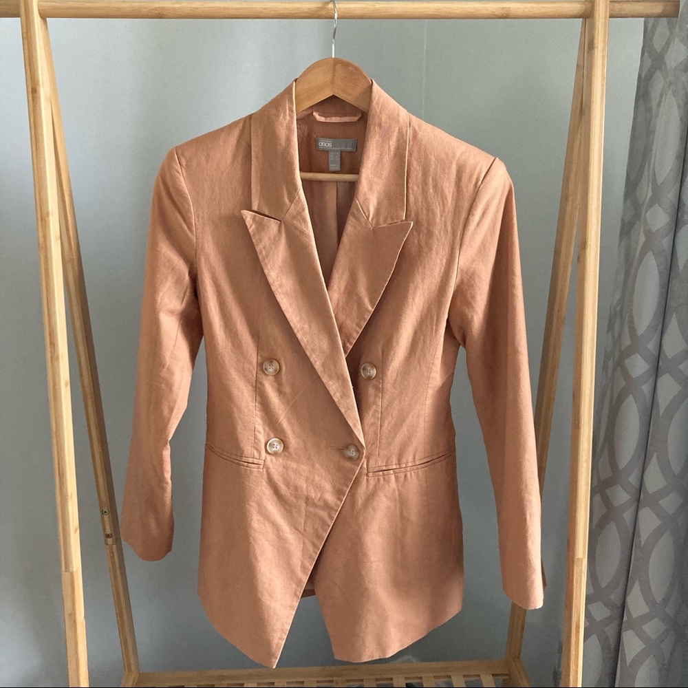 ASOS Double Breasted Cotton Linen Blazer